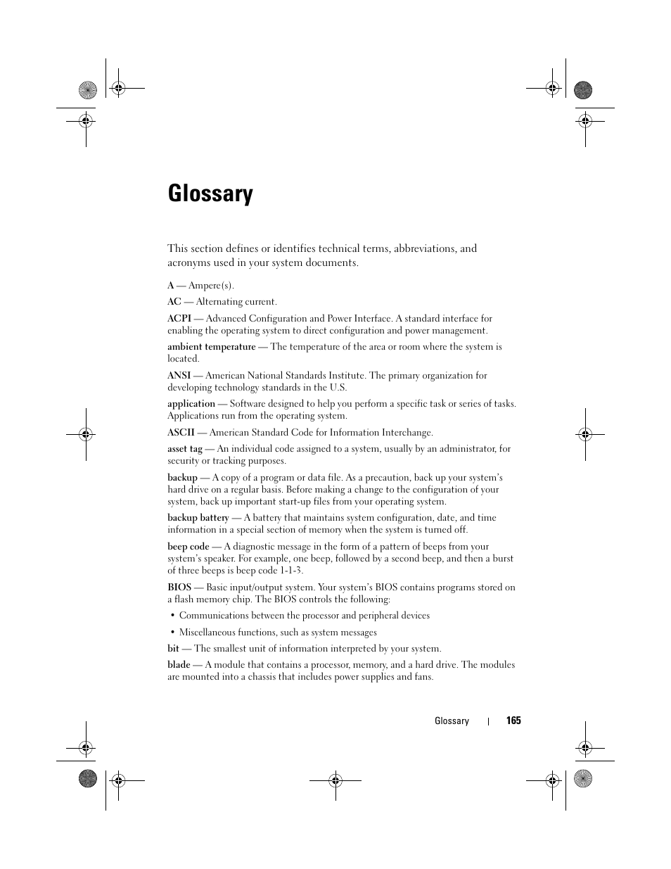 Glossary | Dell PowerEdge R200 User Manual | Page 165 / 182