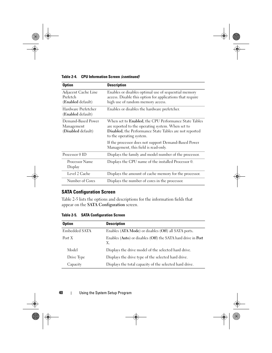 Sata configuration screen | Dell PowerEdge R200 User Manual | Page 40 / 182