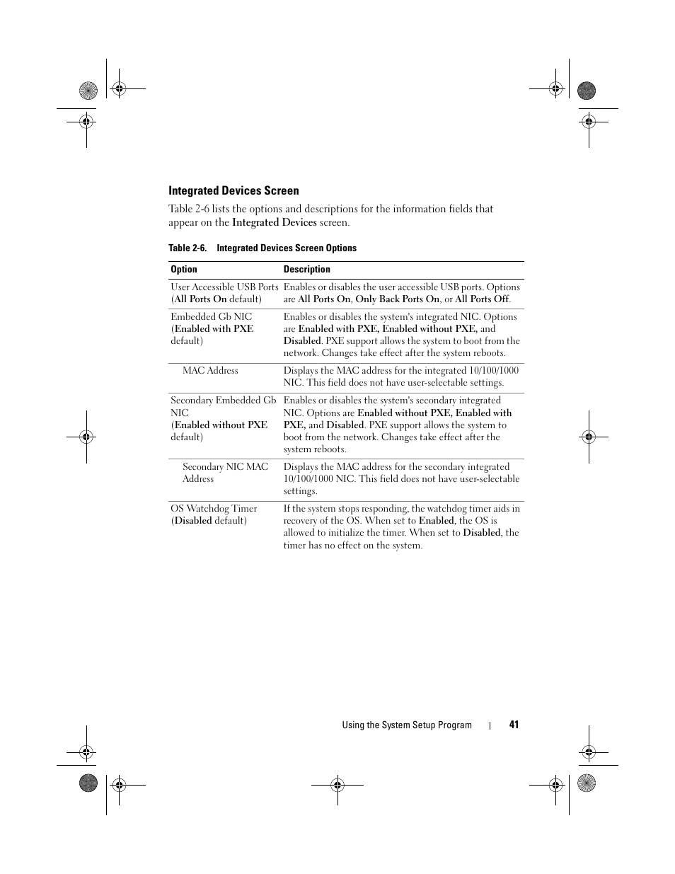 Integrated devices screen | Dell PowerEdge R200 User Manual | Page 41 / 182