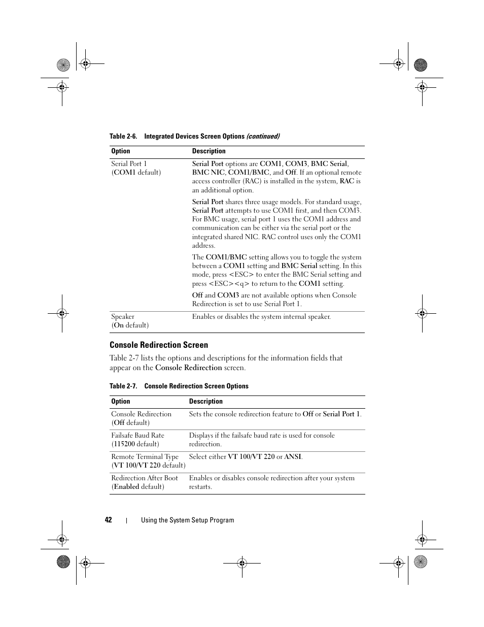 Console redirection screen | Dell PowerEdge R200 User Manual | Page 42 / 182