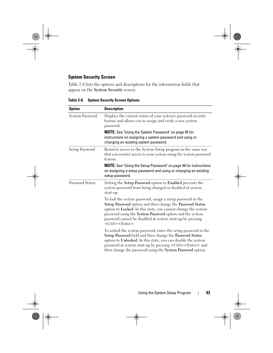 System security screen | Dell PowerEdge R200 User Manual | Page 43 / 182