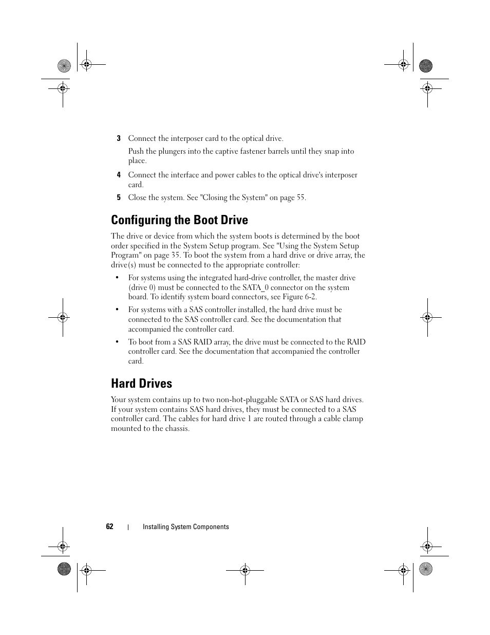 Configuring the boot drive, Hard drives | Dell PowerEdge R200 User Manual | Page 62 / 182