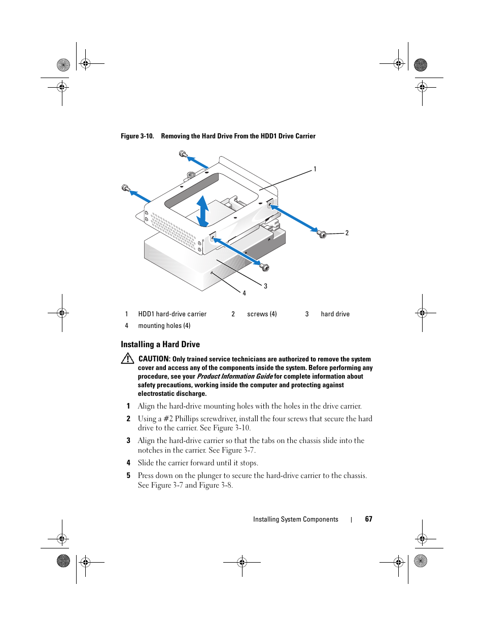 Installing a hard drive | Dell PowerEdge R200 User Manual | Page 67 / 182