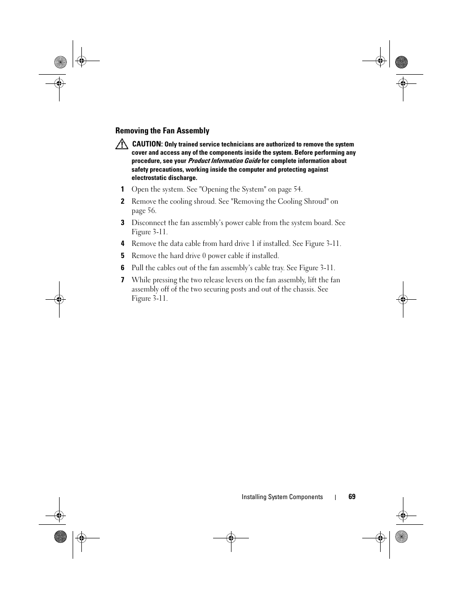 Removing the fan assembly | Dell PowerEdge R200 User Manual | Page 69 / 182