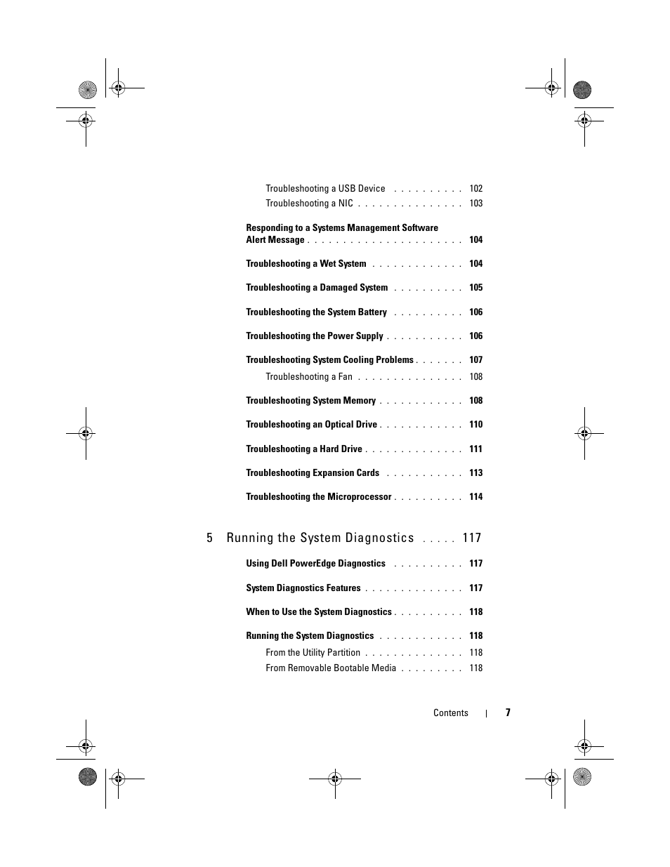 5running the system diagnostics | Dell PowerEdge R200 User Manual | Page 7 / 182