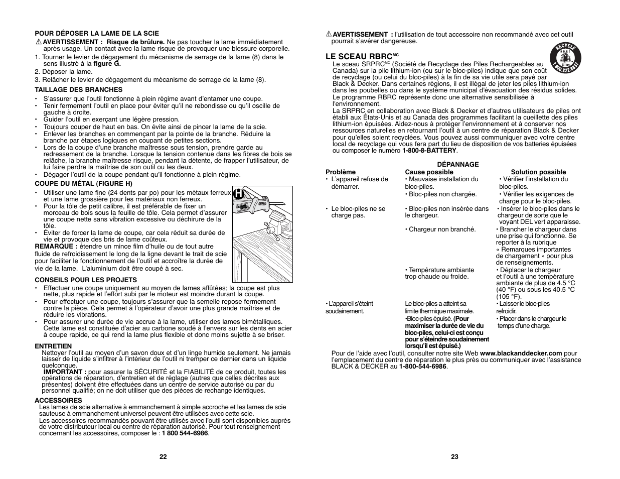 Black & Decker PIRANHA PURNING SAW PSL12 User Manual | Page 12 / 21