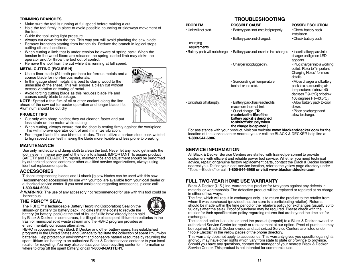 Black & Decker PIRANHA PURNING SAW PSL12 User Manual | Page 6 / 21