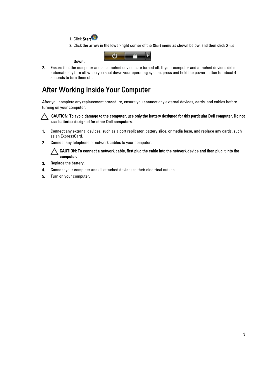 After working inside your computer | Dell Precision M4800 (Late 2013) User Manual | Page 9 / 83