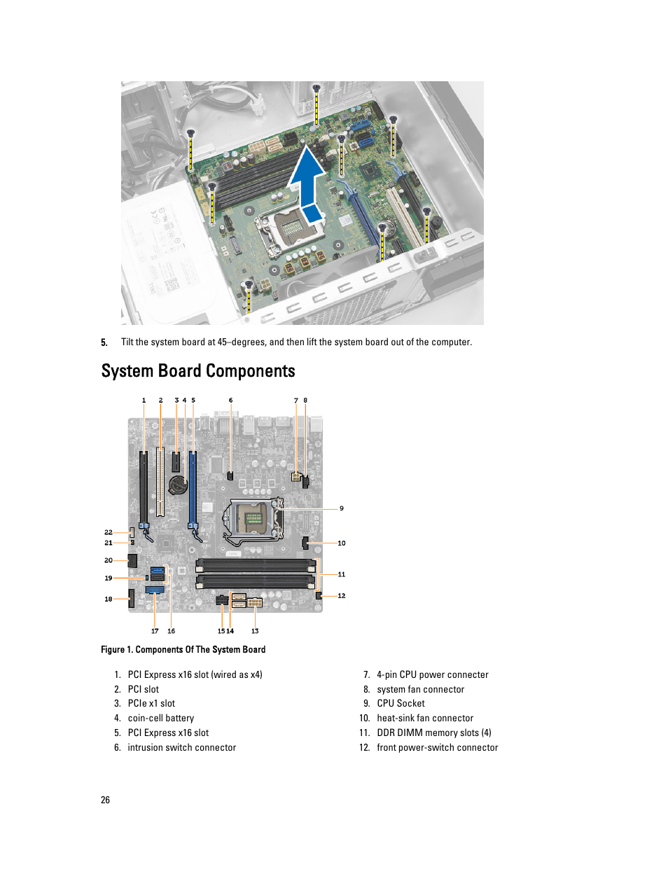 System board components | Dell Precision T1700 (Mid 2013) User Manual | Page 26 / 53