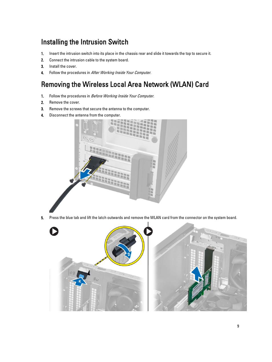 Installing the intrusion switch | Dell Precision T1700 (Mid 2013) User Manual | Page 9 / 53