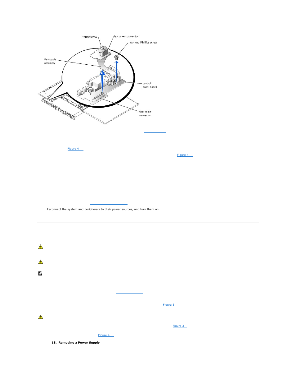 Removing and replacing power supplies, Installing a control panel, Removing a power supply | Dell PowerEdge 1750 User Manual | Page 35 / 51