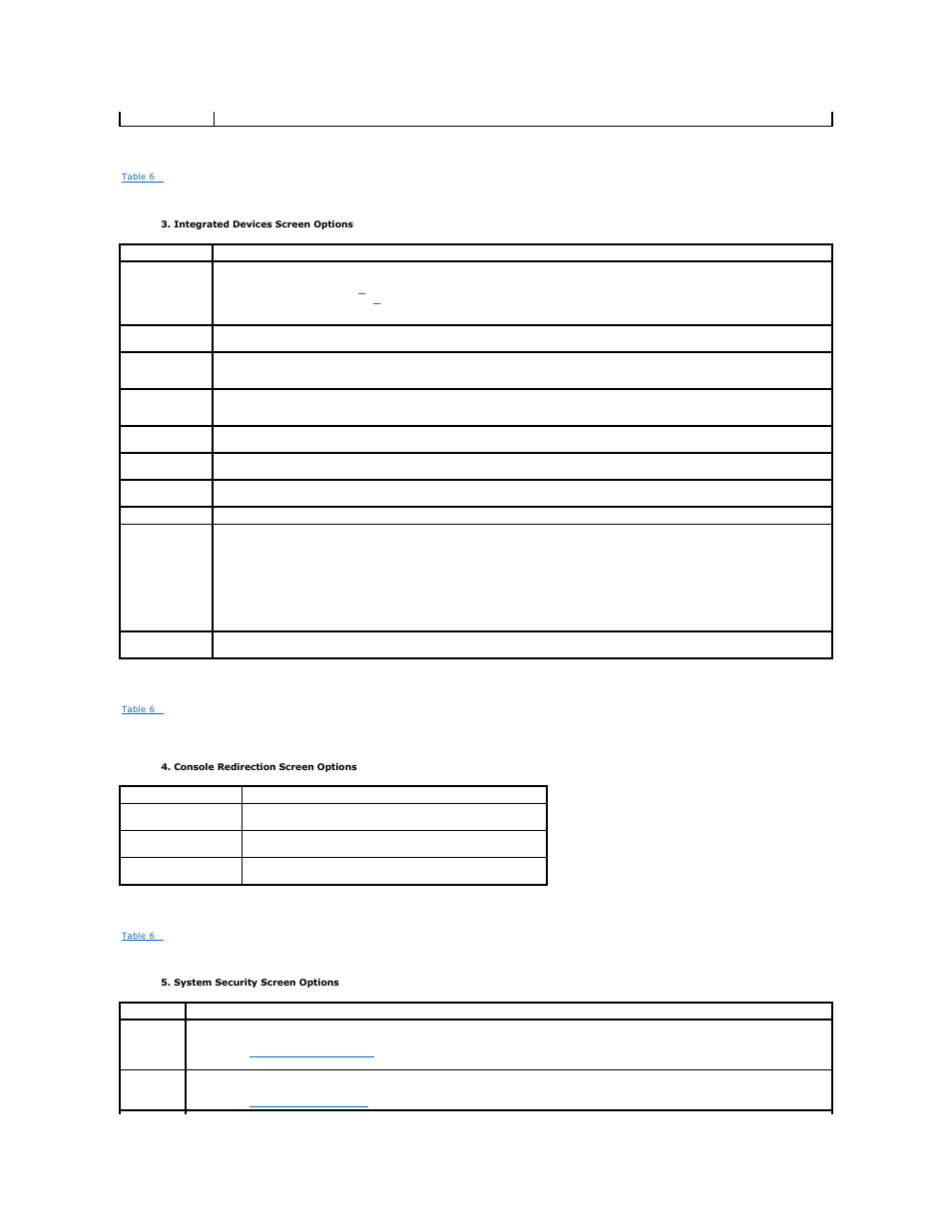 Integrated devices screen, Console redirection screen, System security screen | Dell PowerEdge 1750 User Manual | Page 48 / 51