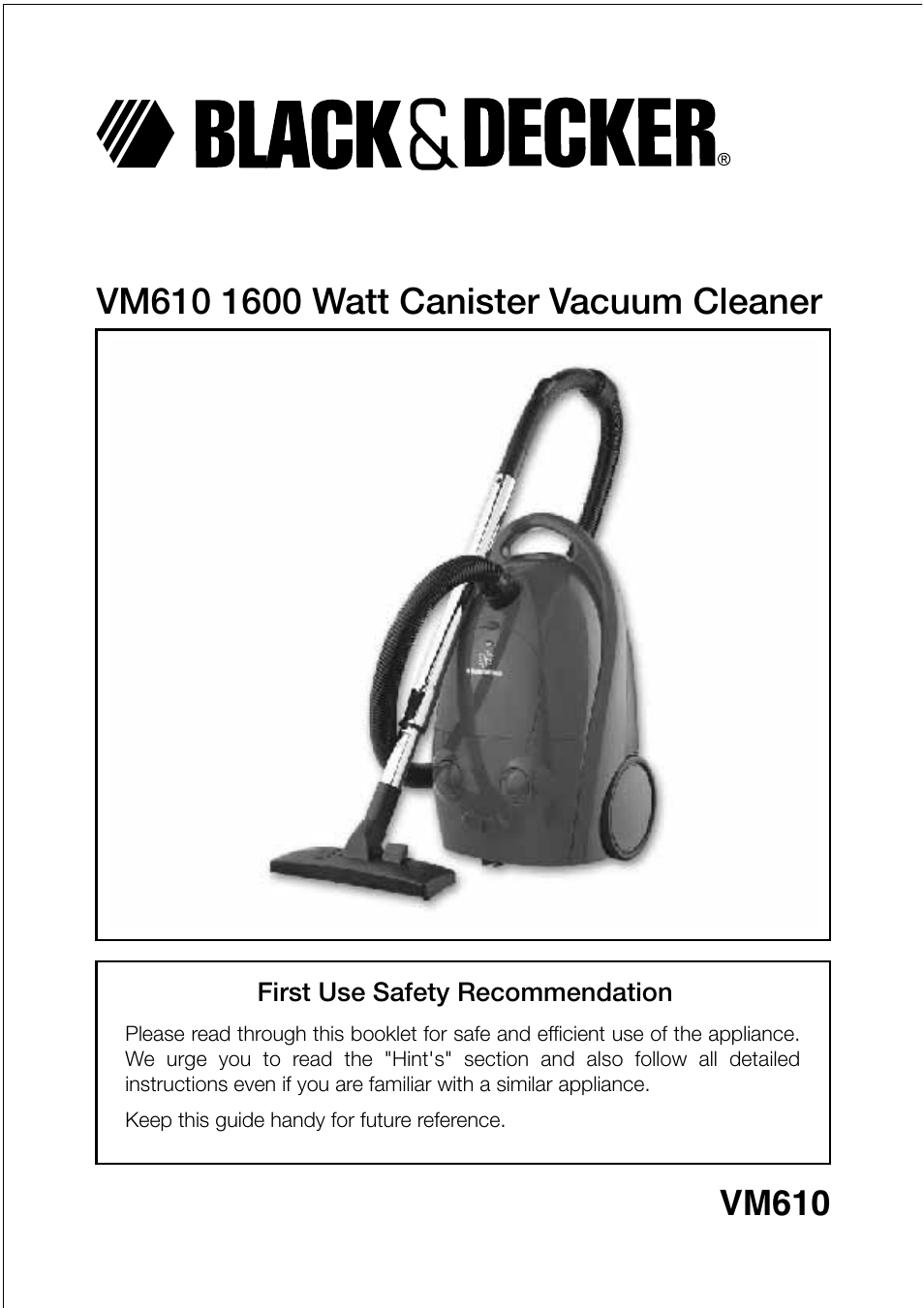 Black & Decker VM610 User Manual | 12 pages