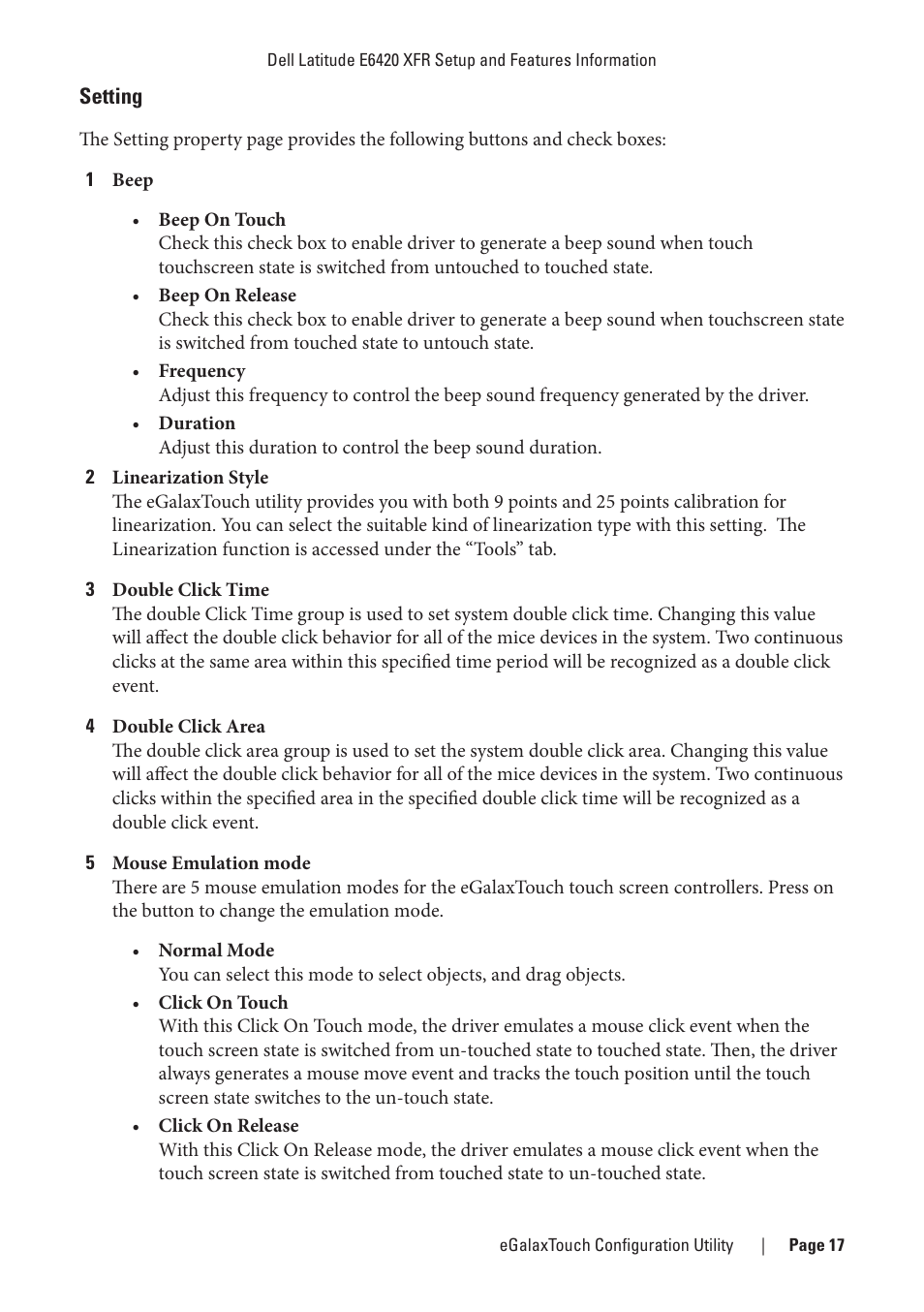 Setting, E “setting” t | Dell Latitude E6420 XFR (Early 2011) User Manual | Page 17 / 23