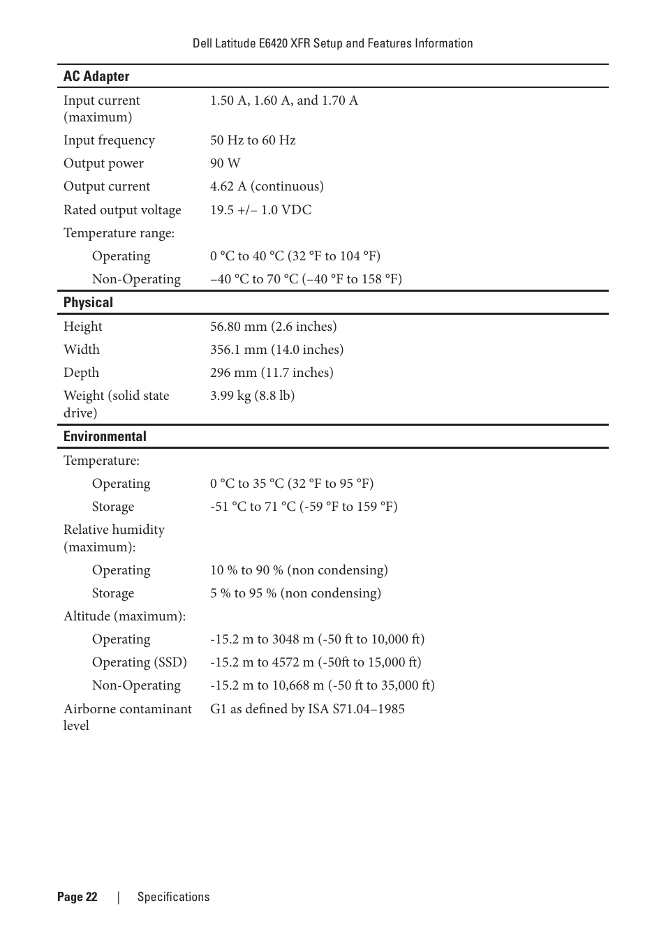 Dell Latitude E6420 XFR (Early 2011) User Manual | Page 22 / 23