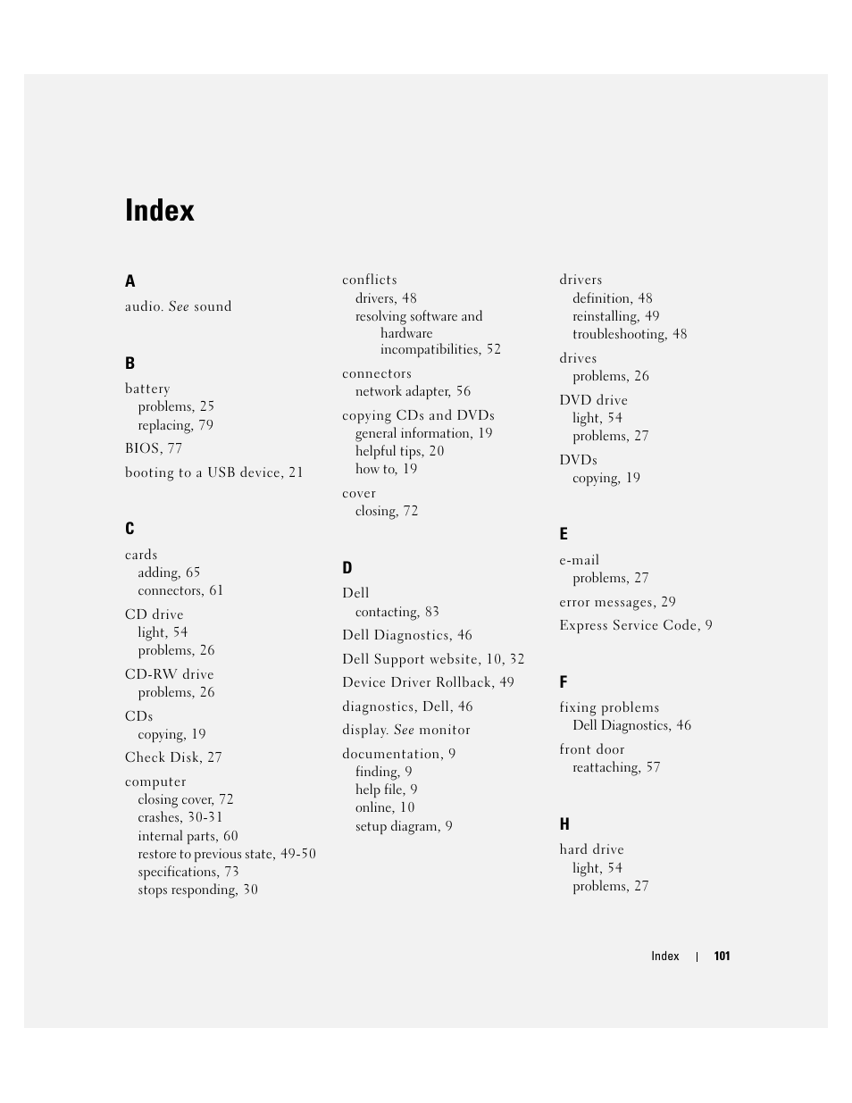 Index | Dell Dimension 4600C User Manual | Page 101 / 104