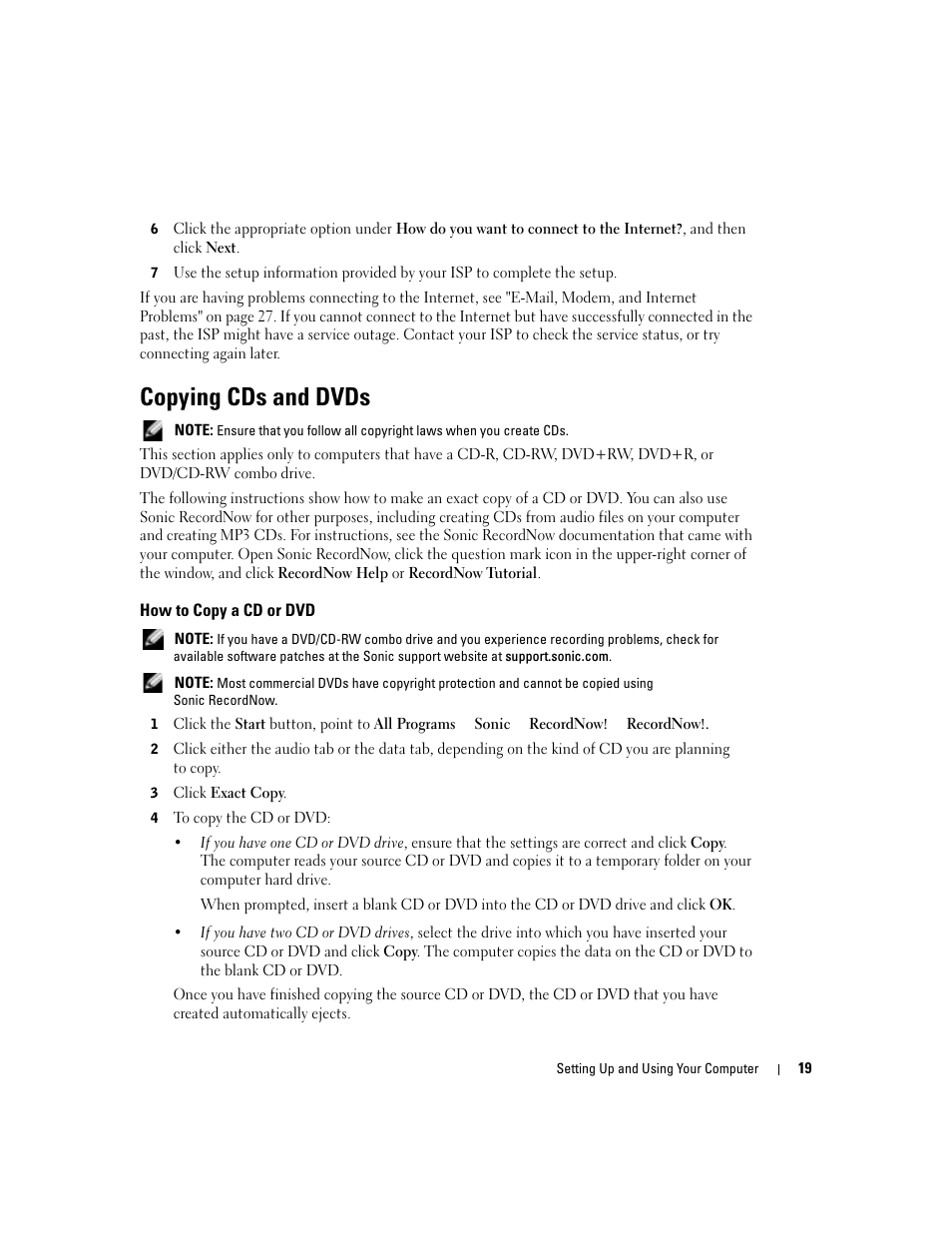 Copying cds and dvds | Dell Dimension 4600C User Manual | Page 19 / 104