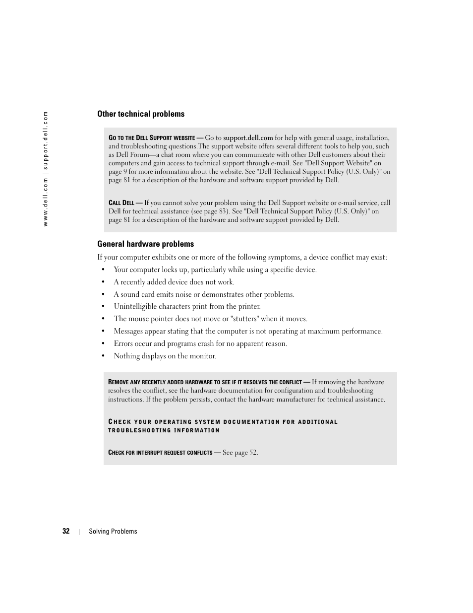 Other technical problems general hardware problems | Dell Dimension 4600C User Manual | Page 32 / 104