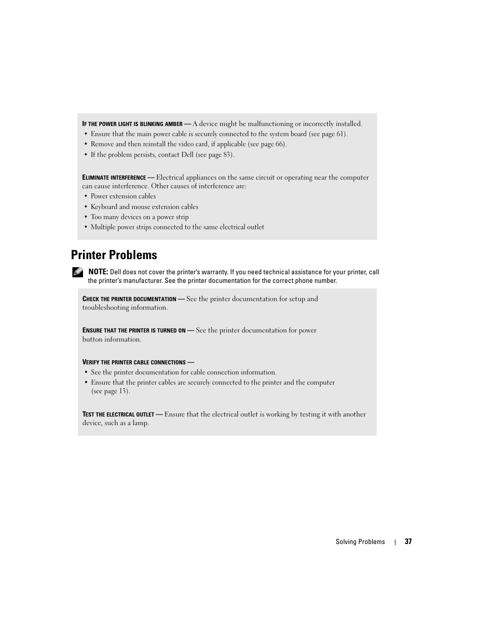 Printer problems | Dell Dimension 4600C User Manual | Page 37 / 104