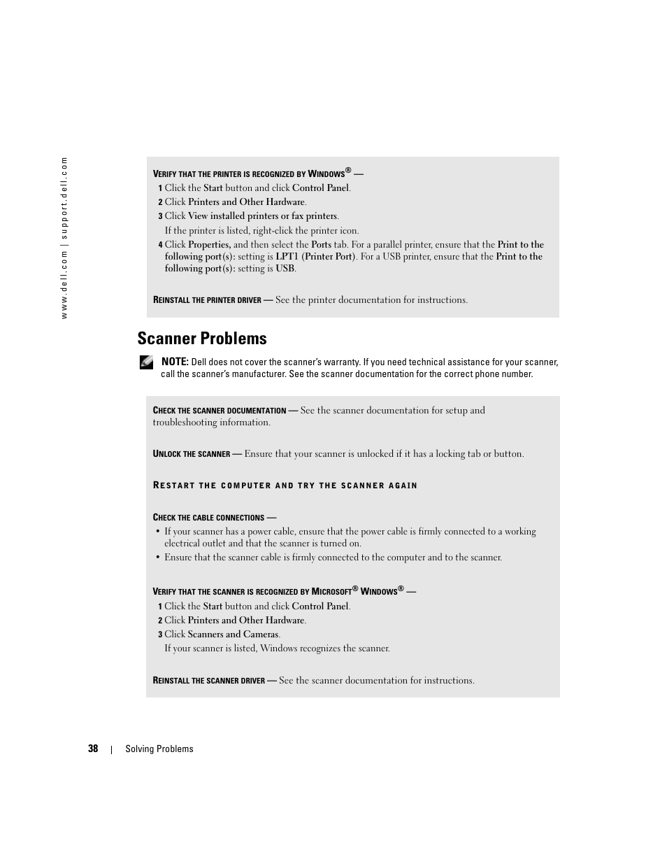 Scanner problems | Dell Dimension 4600C User Manual | Page 38 / 104