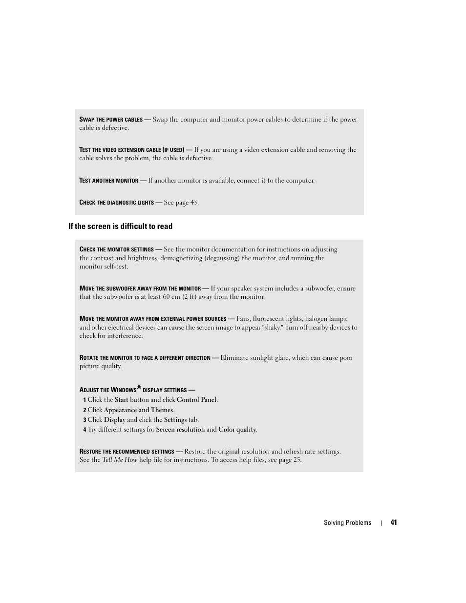 If the screen is difficult to read | Dell Dimension 4600C User Manual | Page 41 / 104
