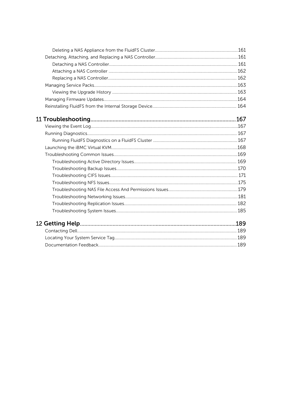 11 troubleshooting, 12 getting help | Dell PowerVault NX3500 User Manual | Page 10 / 189