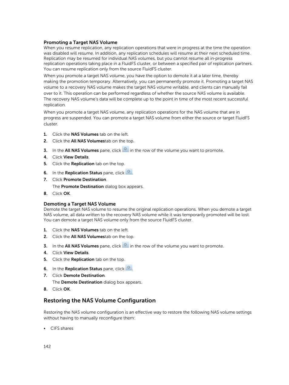Restoring the nas volume configuration | Dell PowerVault NX3500 User Manual | Page 142 / 189