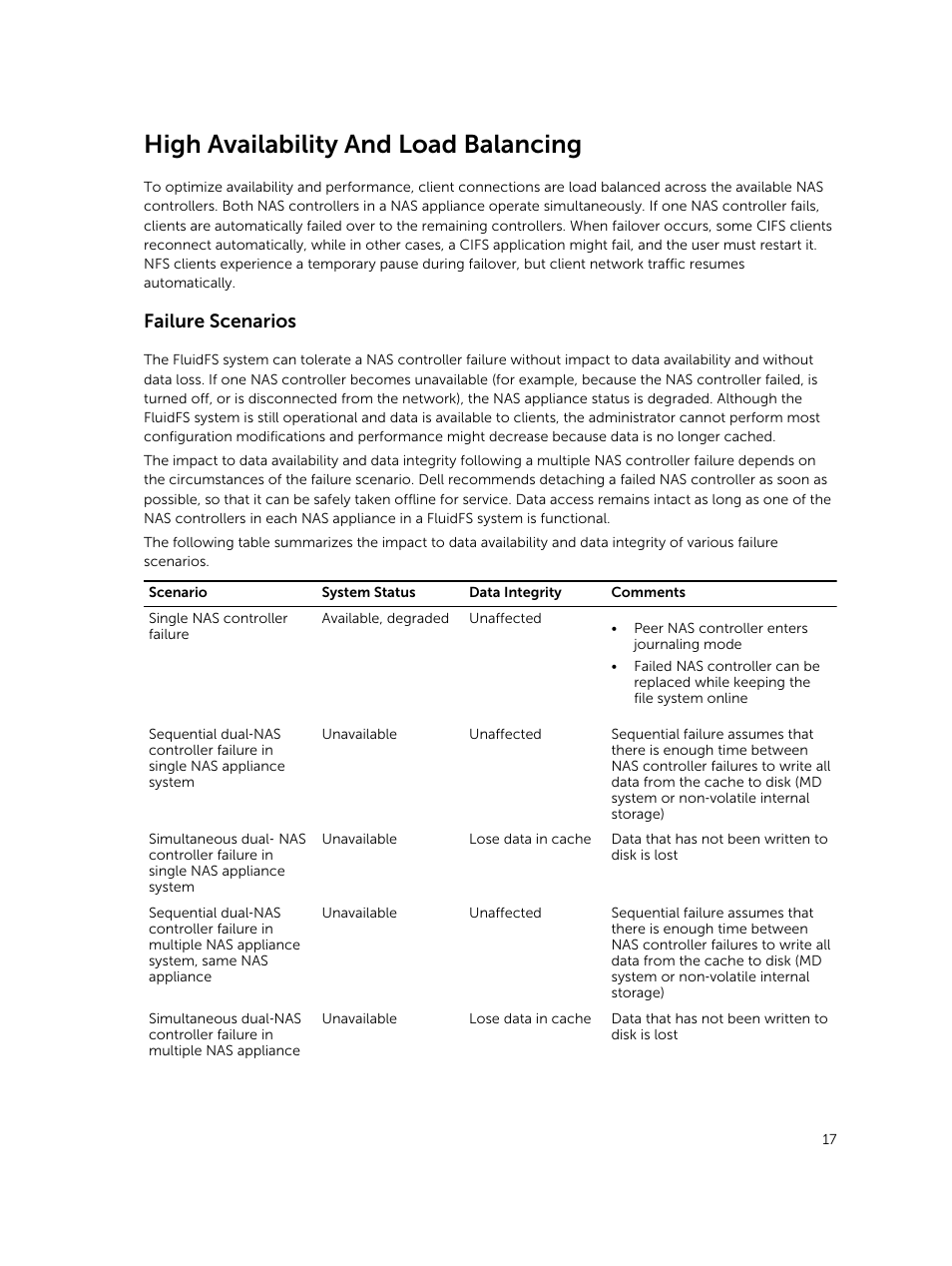 High availability and load balancing, Failure scenarios | Dell PowerVault NX3500 User Manual | Page 17 / 189