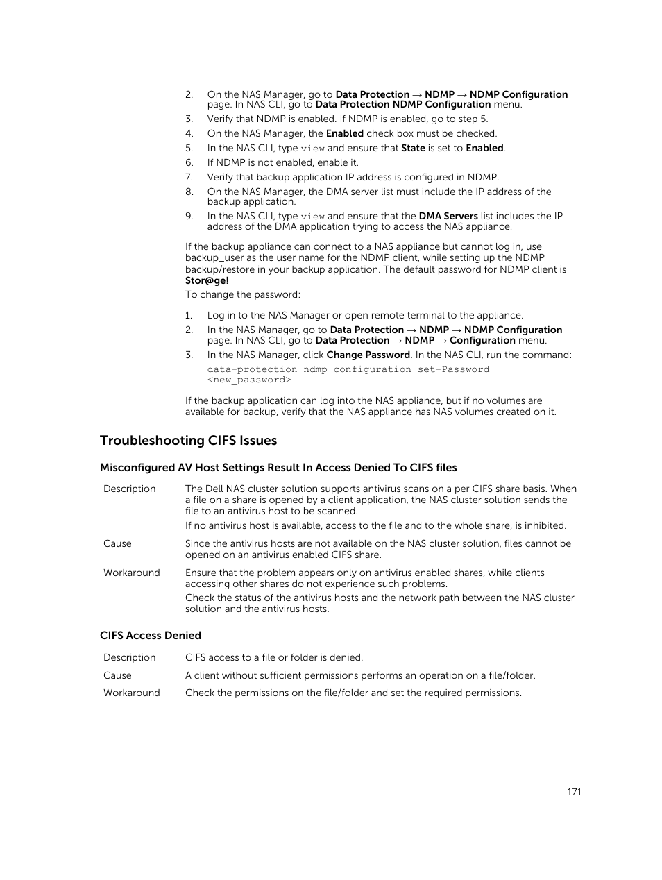 Troubleshooting cifs issues | Dell PowerVault NX3500 User Manual | Page 171 / 189