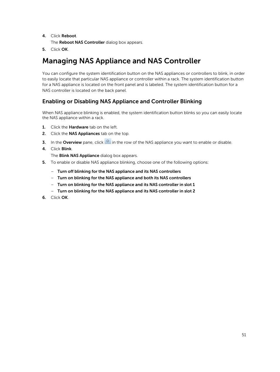 Managing nas appliance and nas controller | Dell PowerVault NX3500 User Manual | Page 51 / 189