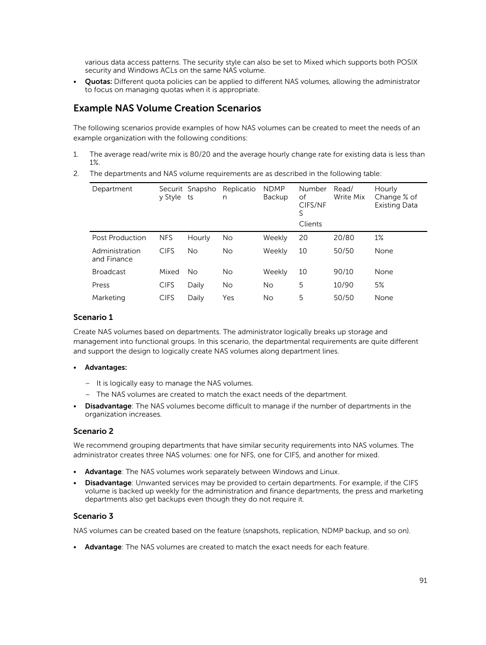 Example nas volume creation scenarios | Dell PowerVault NX3500 User Manual | Page 91 / 189