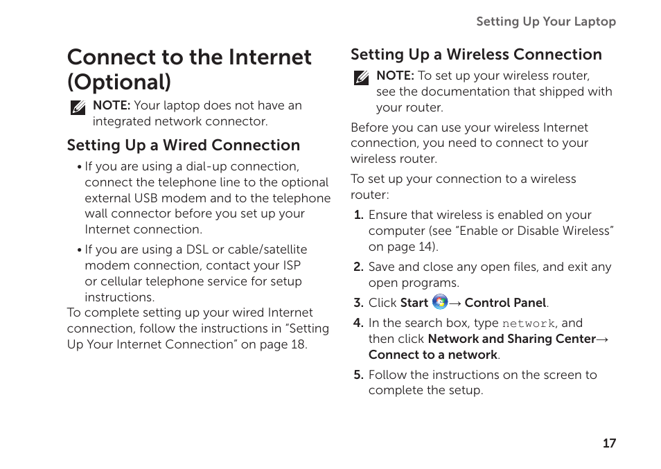 Connect to the internet (optional) | Dell Inspiron Mini Duo (1090, Late 2010) User Manual | Page 19 / 88