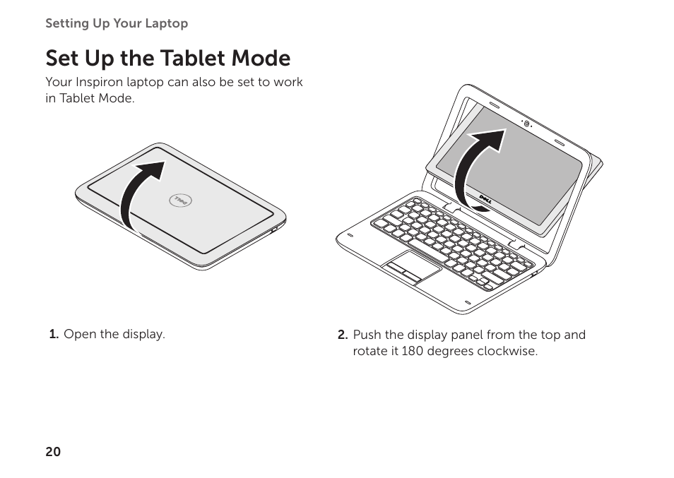 Set up the tablet mode | Dell Inspiron Mini Duo (1090, Late 2010) User Manual | Page 22 / 88