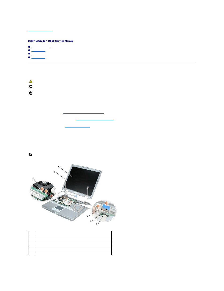 Display assembly and display latch, Display assembly, Removing the display assembly | Dell Latitude D610 User Manual | Page 12 / 47