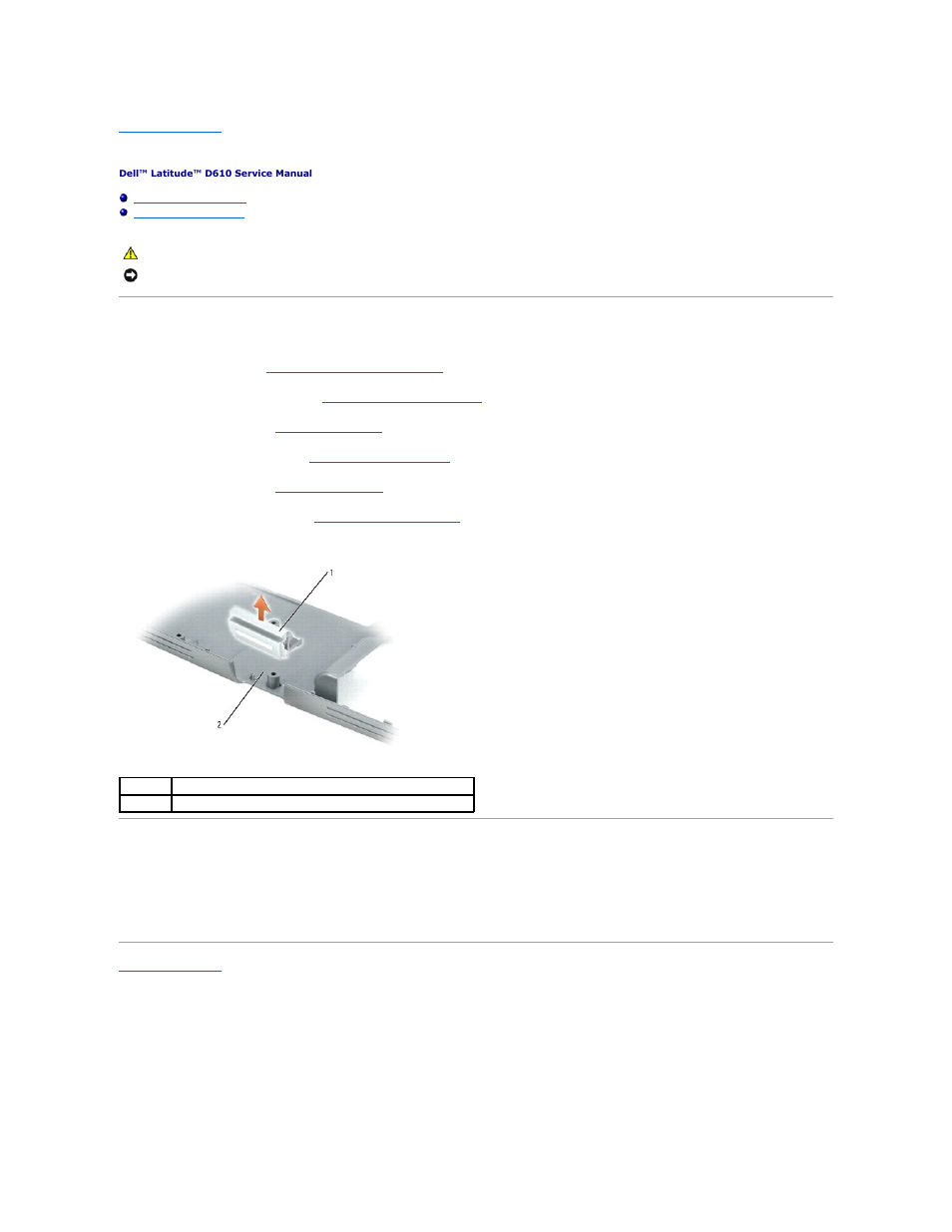 Base latch, Removing the base latch, Installing the base latch | Dell Latitude D610 User Manual | Page 25 / 47