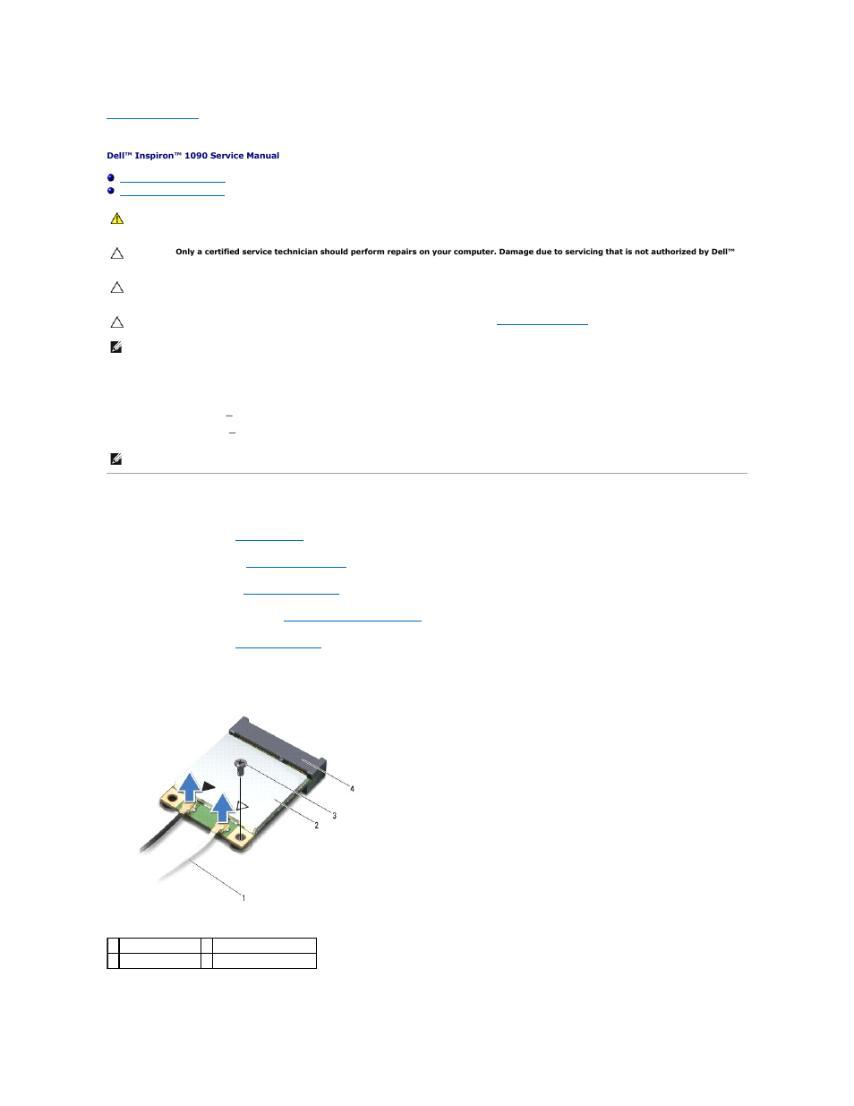 Wireless mini-card(s), Removing the mini-card(s) | Dell Inspiron Mini Duo (1090, Late 2010) User Manual | Page 35 / 46