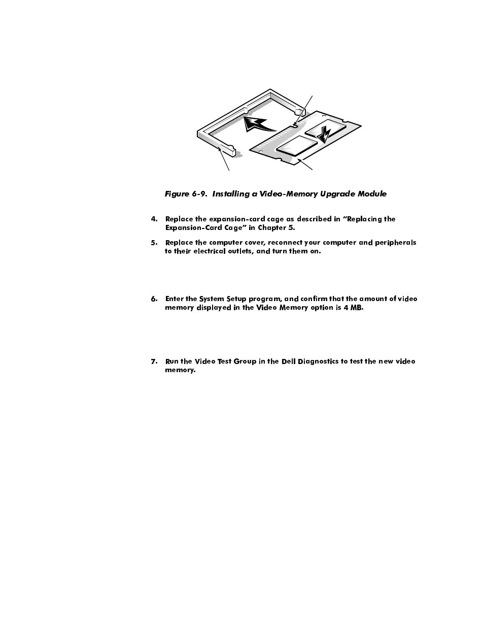 Figure 6-9, Installing a video-memory upgrade module -11 | Dell OptiPlex E1 User Manual | Page 101 / 157