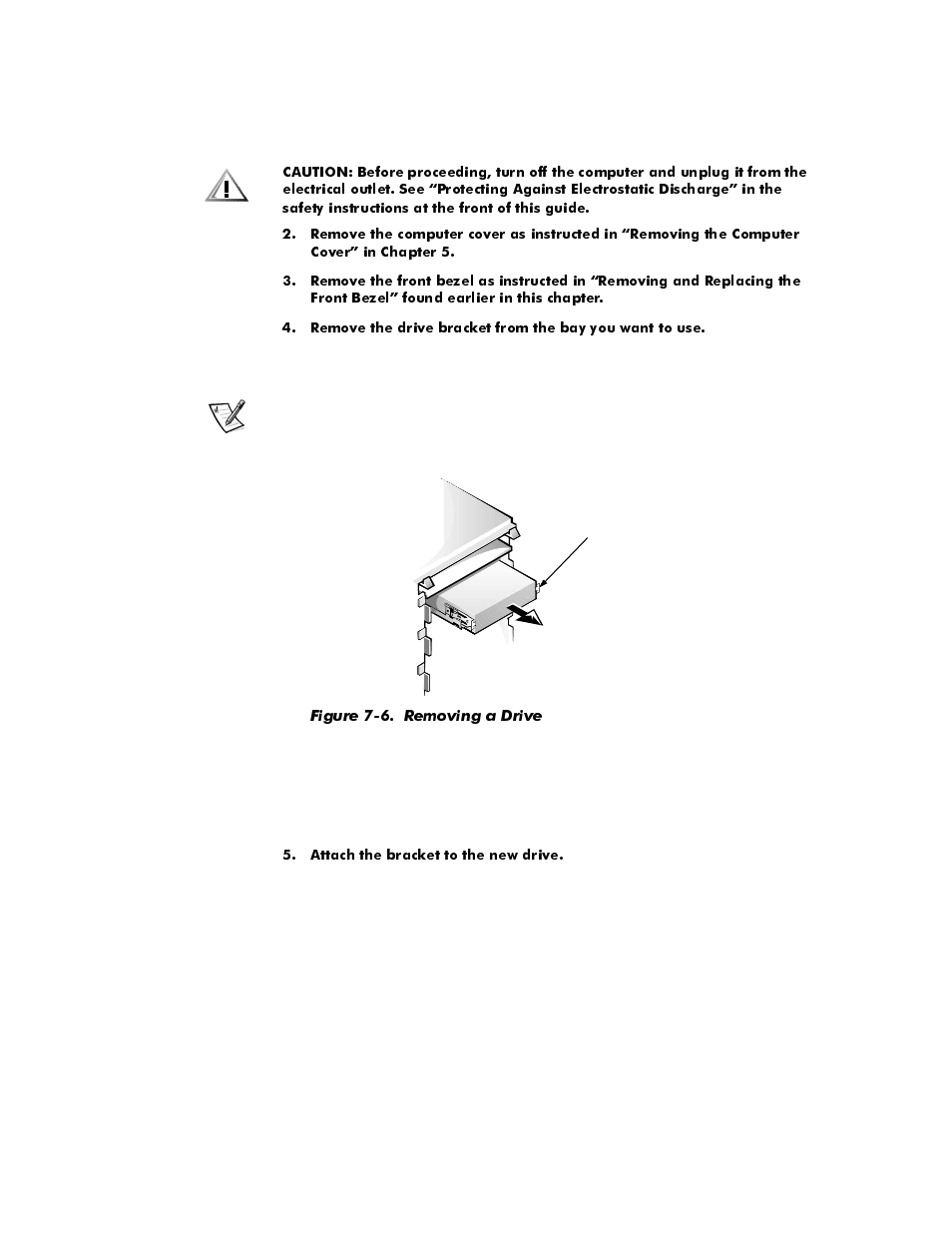 Figure 7-6, Removing a drive -6 | Dell OptiPlex E1 User Manual | Page 110 / 157