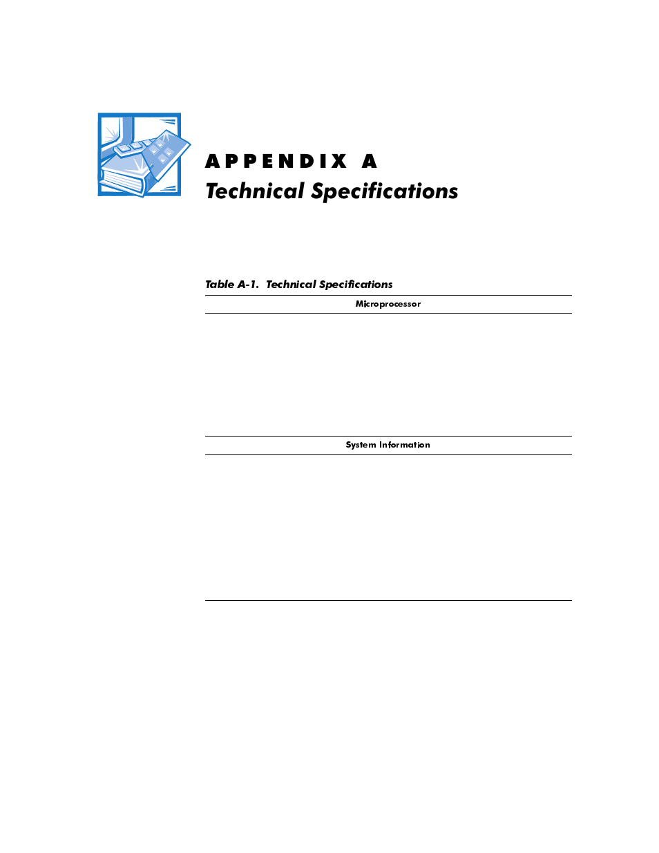 Technical specifications, Sshqgl, 7hfkqlfdo6shflilfdwlrqv | Table a-1 | Dell OptiPlex E1 User Manual | Page 121 / 157