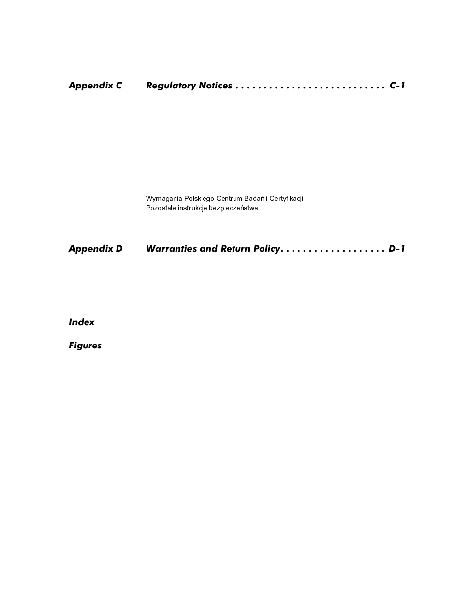 Sshqgl[& 5hjxodwru\1rwlfhv, Sshqgl[' :duudqwlhvdqg5hwxuq3rolf, Qgh[ )ljxuhv | Dell OptiPlex E1 User Manual | Page 15 / 157