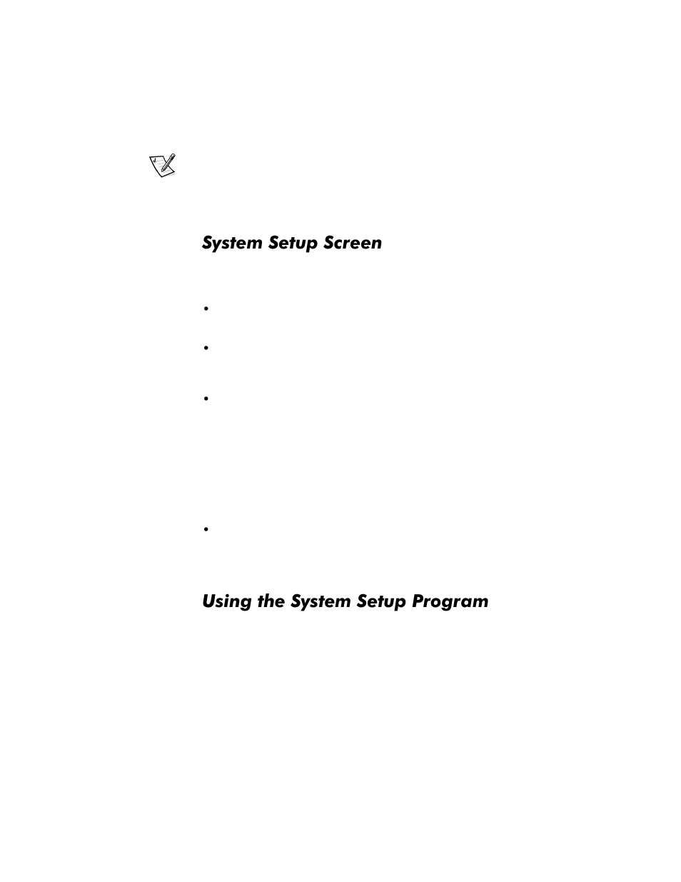 System setup screen, Using the system setup program, System setup screen -2 | Using the system setup program -2, 6\vwhp6hwxs6fuhhq, 8vlqjwkh6\vwhp6hwxs3urjudp | Dell OptiPlex E1 User Manual | Page 30 / 157