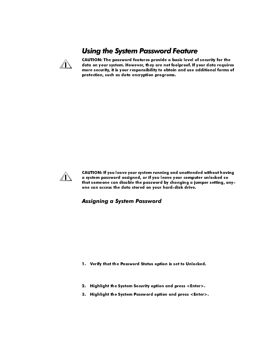 Using the system password feature, Assigning a system password, Using the system password feature -16 | Assigning a system password -16, 8vlqjwkh6\vwhp3dvvzrug)hdwxuh, Vvljqlqjd6\vwhp3dvvzrug | Dell OptiPlex E1 User Manual | Page 44 / 157