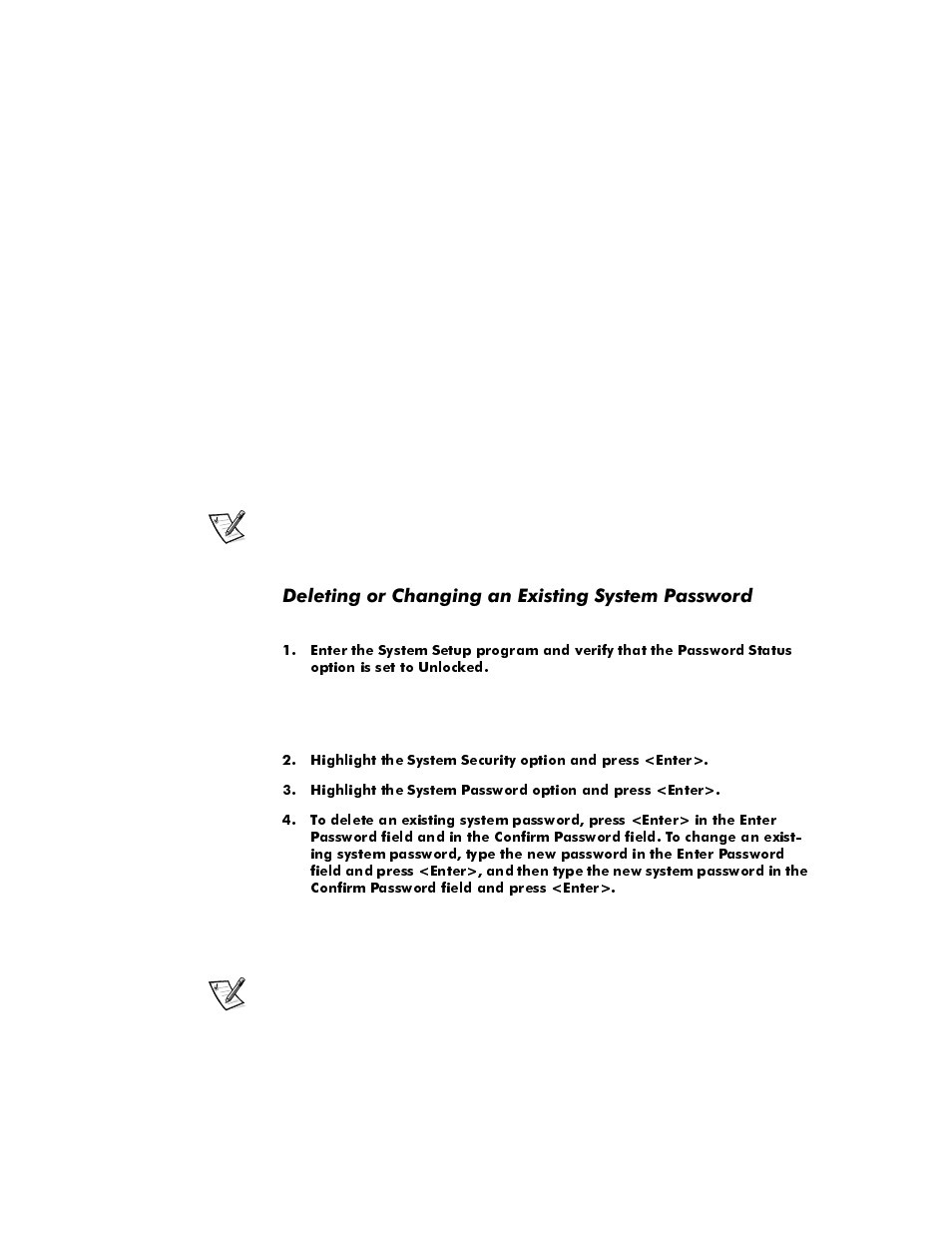 Deleting or changing an existing system password, Hohwlqjru&kdqjlqjdq([lvwlqj6\vwhp3dvvzrug | Dell OptiPlex E1 User Manual | Page 46 / 157