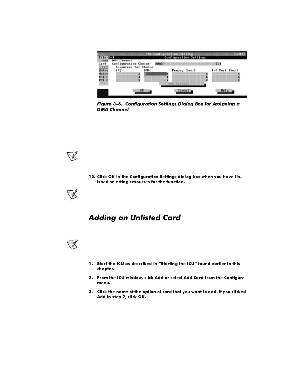 Adding an unlisted card, Adding an unlisted card -9, Figure 3-6 | Gglqjdq8qolvwhg&dug | Dell OptiPlex E1 User Manual | Page 59 / 157