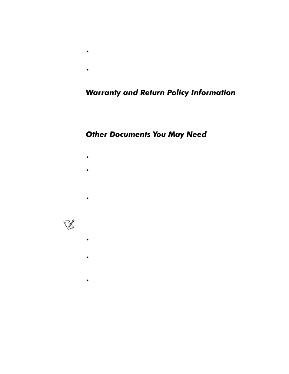 Warranty and return policy information, Other documents you may need, Duudqw\dqg5hwxuq3rolf\,qirupdwlrq | 2wkhu'rfxphqwv<rx0d\1hhg | Dell OptiPlex E1 User Manual | Page 8 / 157