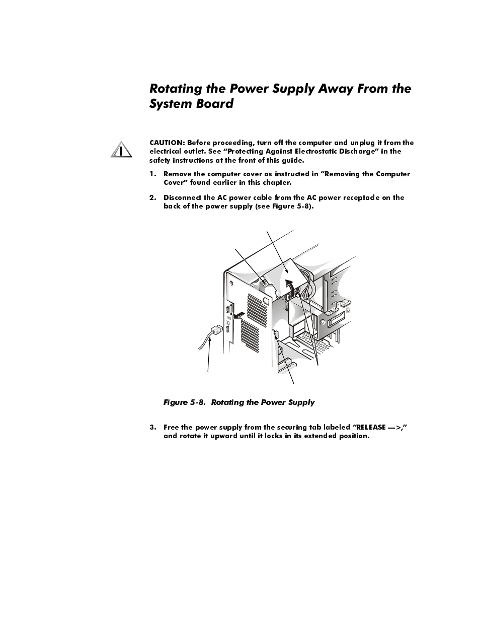 Figure 5-8, Rotating the power supply -13 | Dell OptiPlex E1 User Manual | Page 89 / 157