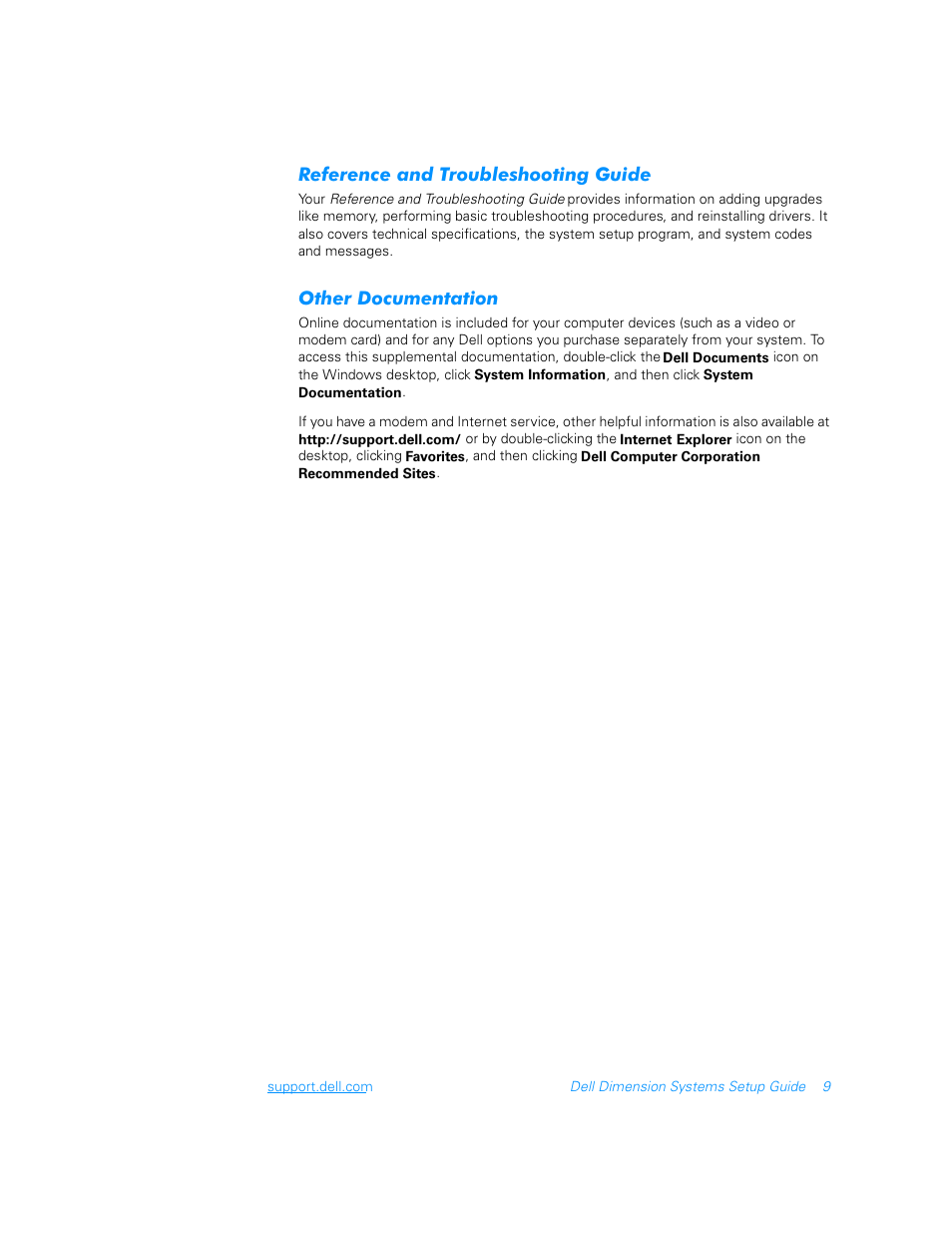 5hihuhqfhdqg7urxeohvkrrwlqj*xlgh, 2wkhu'rfxphqwdwlrq | Dell Dimension XPS T___ User Manual | Page 11 / 12