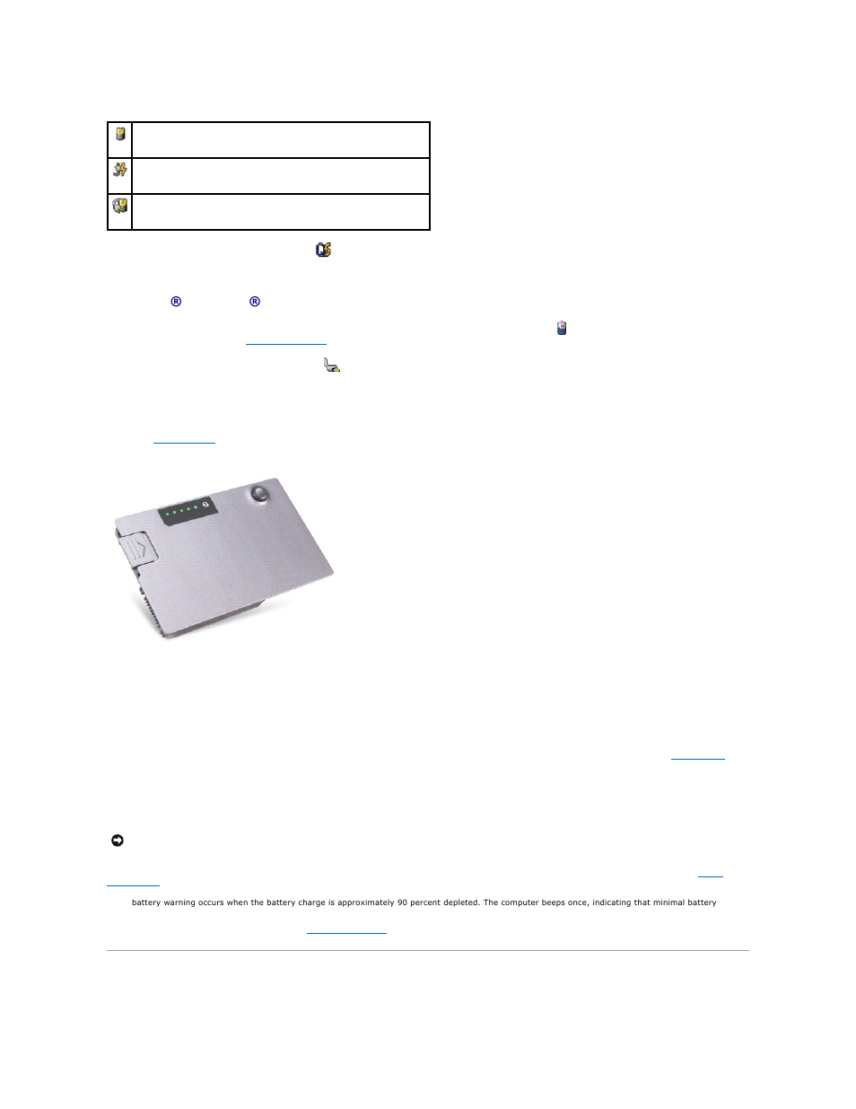 Charging the battery, You can, Check the battery charge | Before you, Insert the battery, Battery, Charge is low, Microsoft® windows® power meter, Charge gauge, Health gauge | Dell Precision M20 User Manual | Page 13 / 115