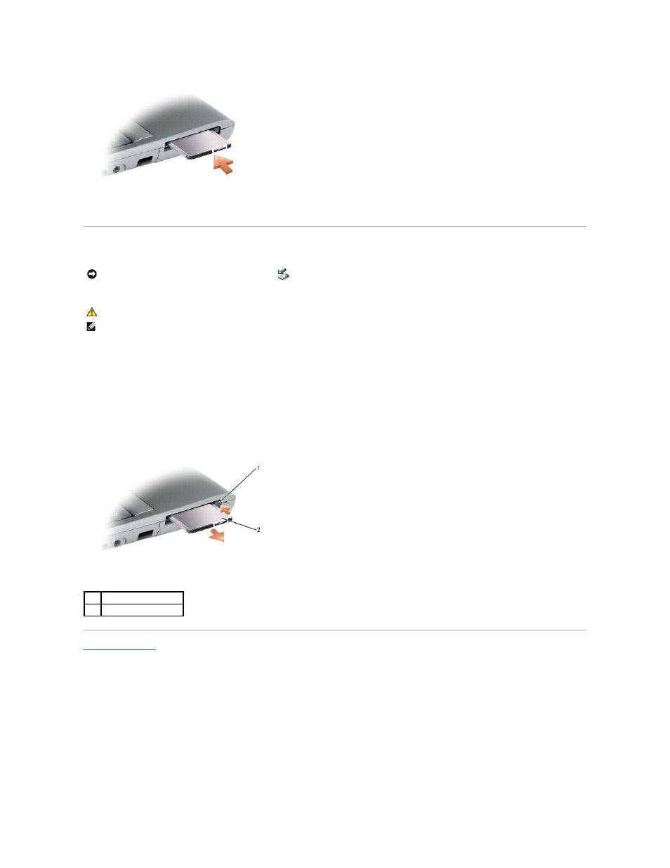 Removing a pc card or blank, To remove the blank, see | Dell Precision M20 User Manual | Page 67 / 115