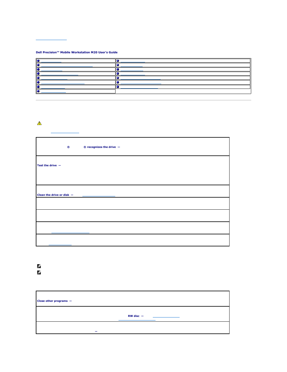 Solving problems, Drive problems, Cd and dvd drive problems | Dell Precision M20 User Manual | Page 89 / 115